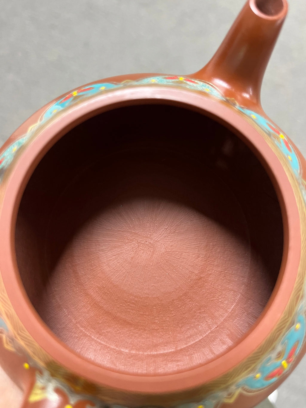 实拍【汉棠石瓢】 原矿极品朱泥·270cc·14孔  富贵且高贵，重工金银错加手工珐琅彩装饰