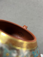 实拍【汉棠石瓢】 原矿极品朱泥·270cc·14孔  富贵且高贵，重工金银错加手工珐琅彩装饰
