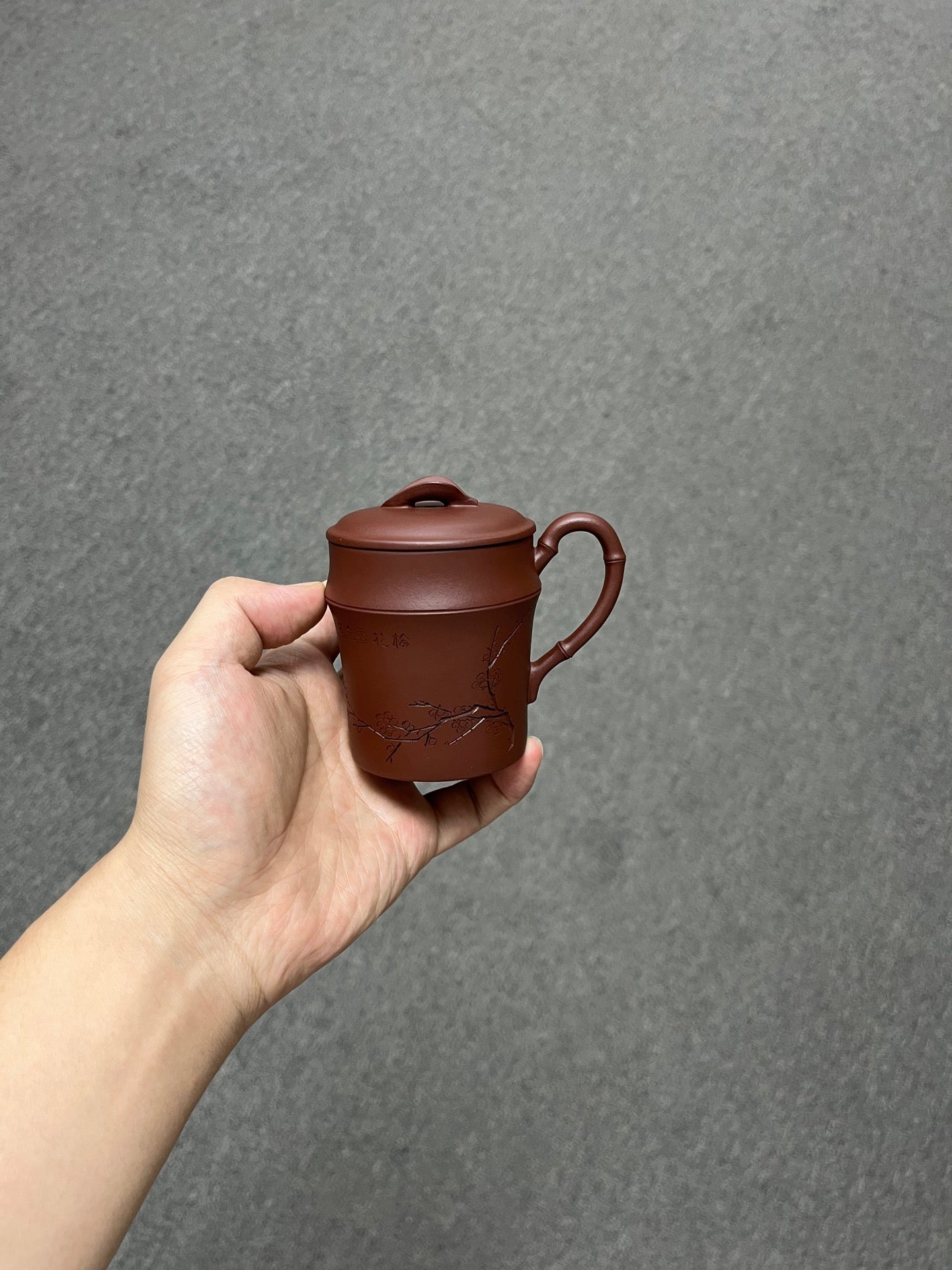 实拍【竹节·紫砂盖杯】 原矿优质紫泥·190cc（满）