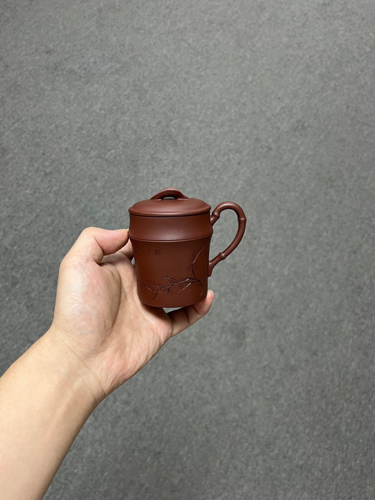 实拍【竹节·紫砂盖杯】 原矿优质紫泥·190cc（满）