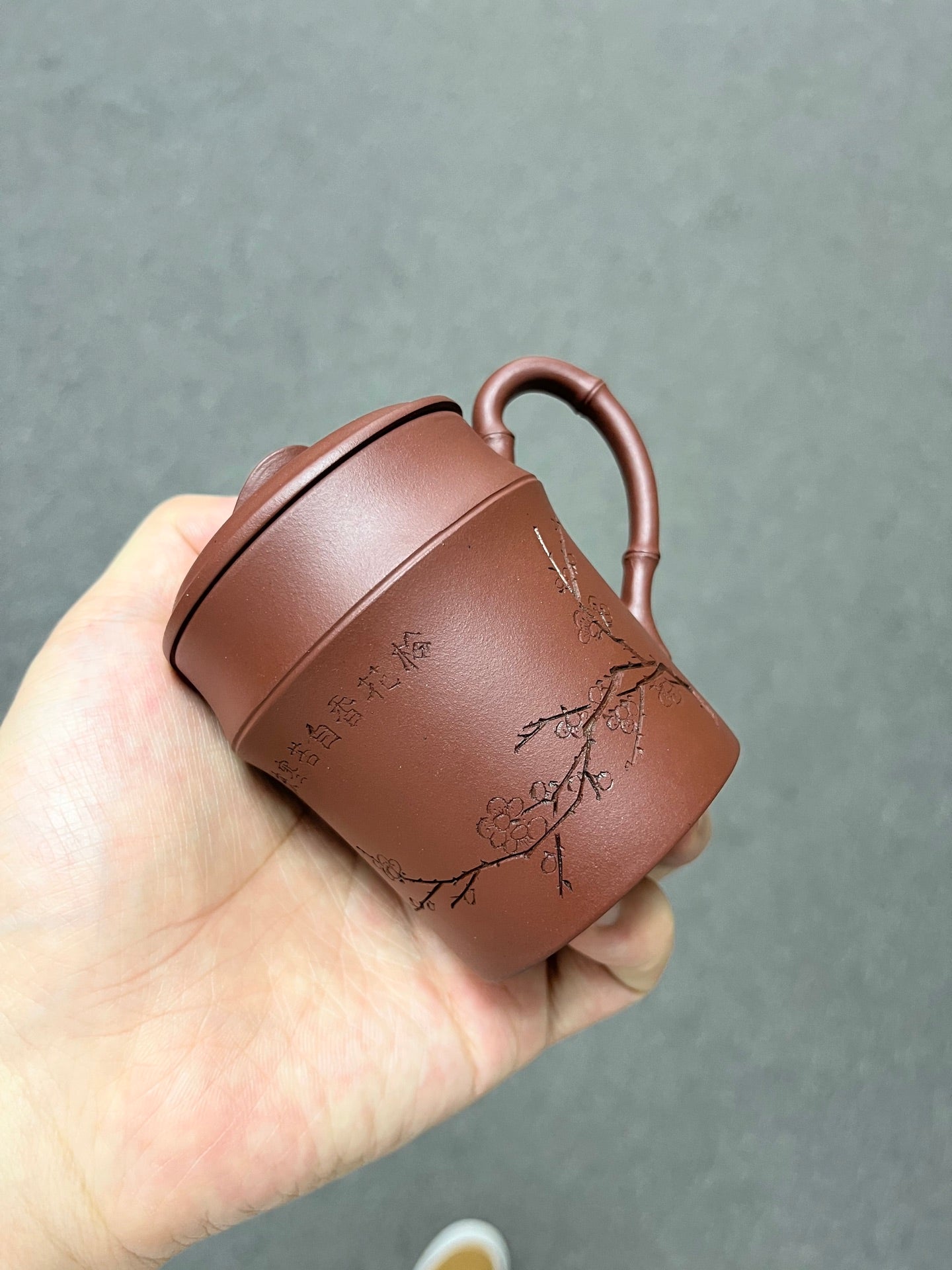 实拍【竹节·紫砂盖杯】 原矿优质紫泥·190cc（满）