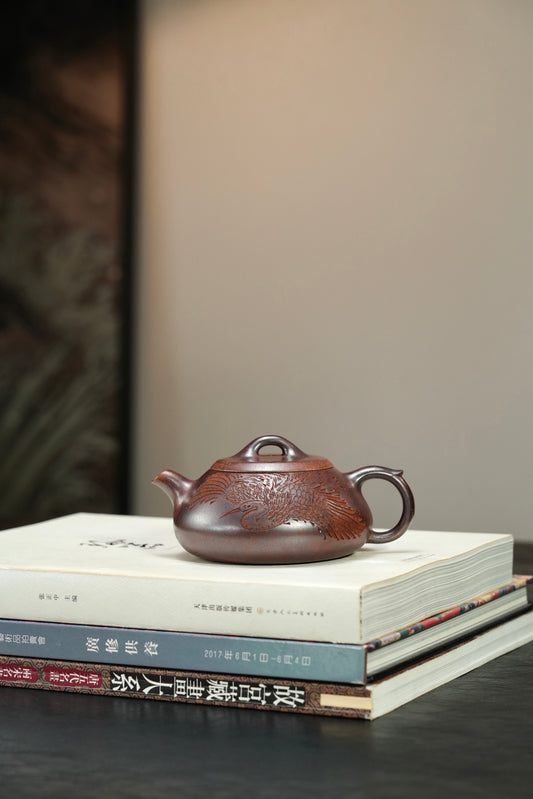 【饮月·摹古】 原矿极品老紫泥（柴烧）·260cc·14孔