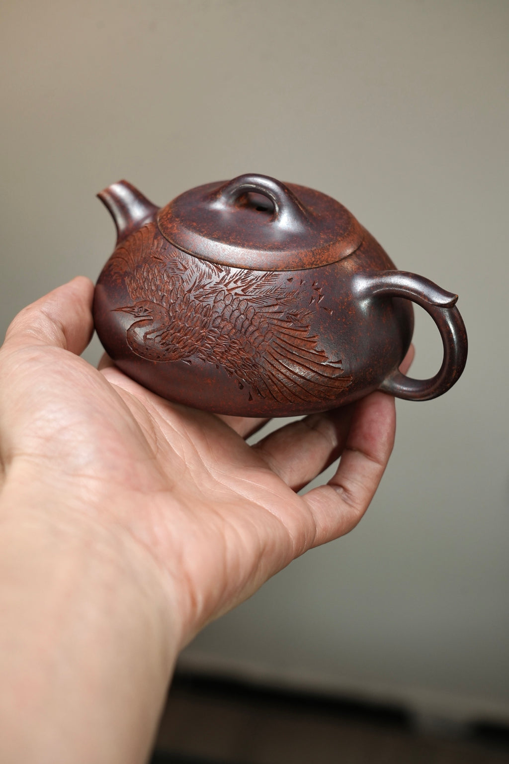 【饮月·摹古】 原矿极品老紫泥（柴烧）·260cc·14孔