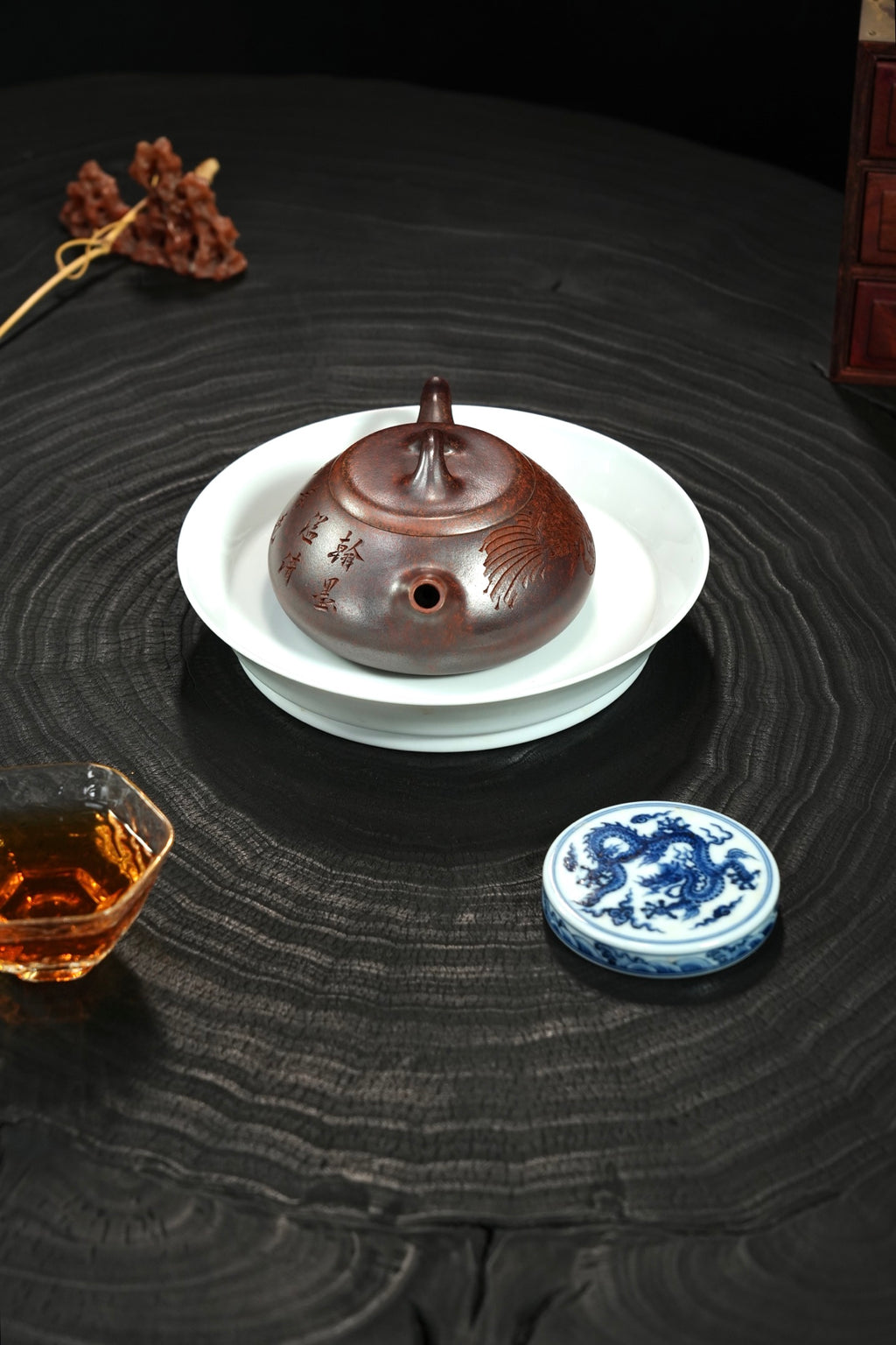【饮月·摹古】 原矿极品老紫泥（柴烧）·260cc·14孔