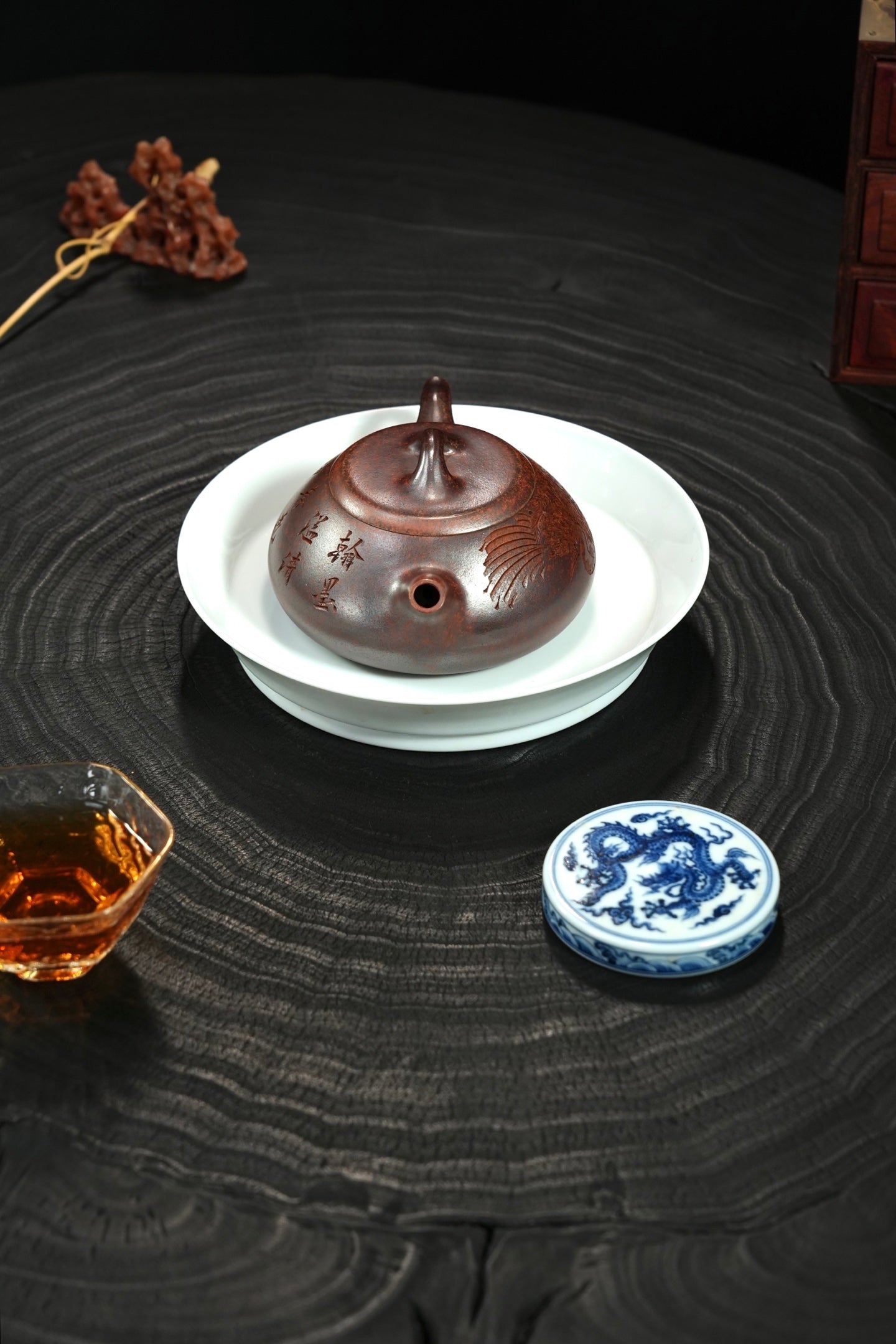 【饮月·摹古】 原矿极品老紫泥（柴烧）·260cc·14孔