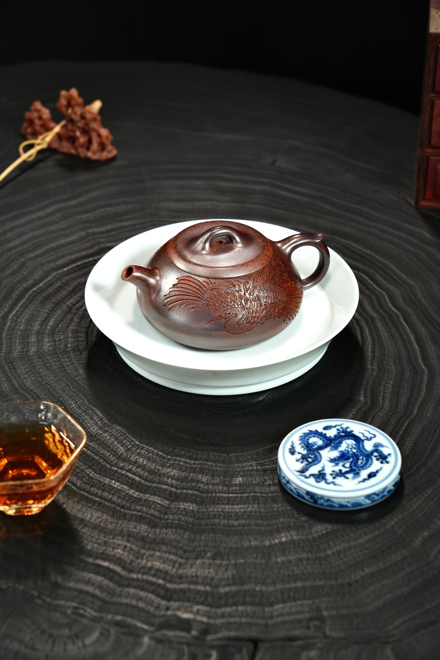 【饮月·摹古】 原矿极品老紫泥（柴烧）·260cc·14孔