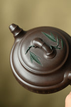 双线竹鼓套组·全手工 高工蒋锡坤作品 /容量300cc/深井老紫泥