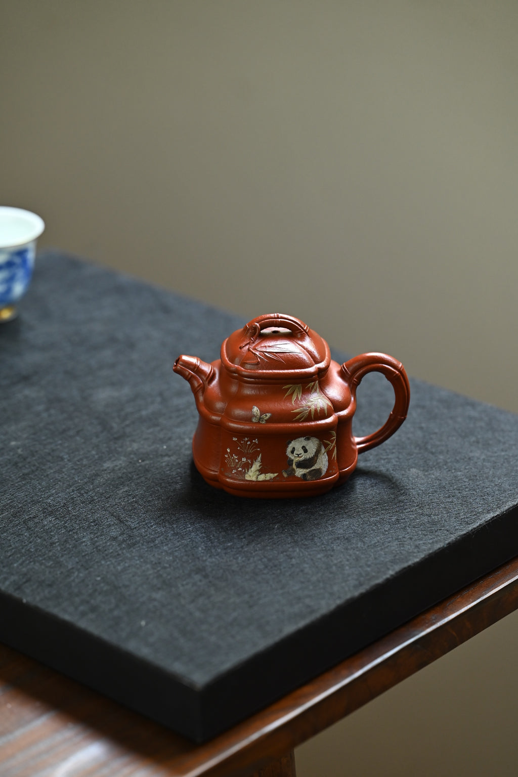 四方竹鼎·全手工  /大拍陶手雷罡作品（师承范伟群）/容量130cc/家藏朱泥