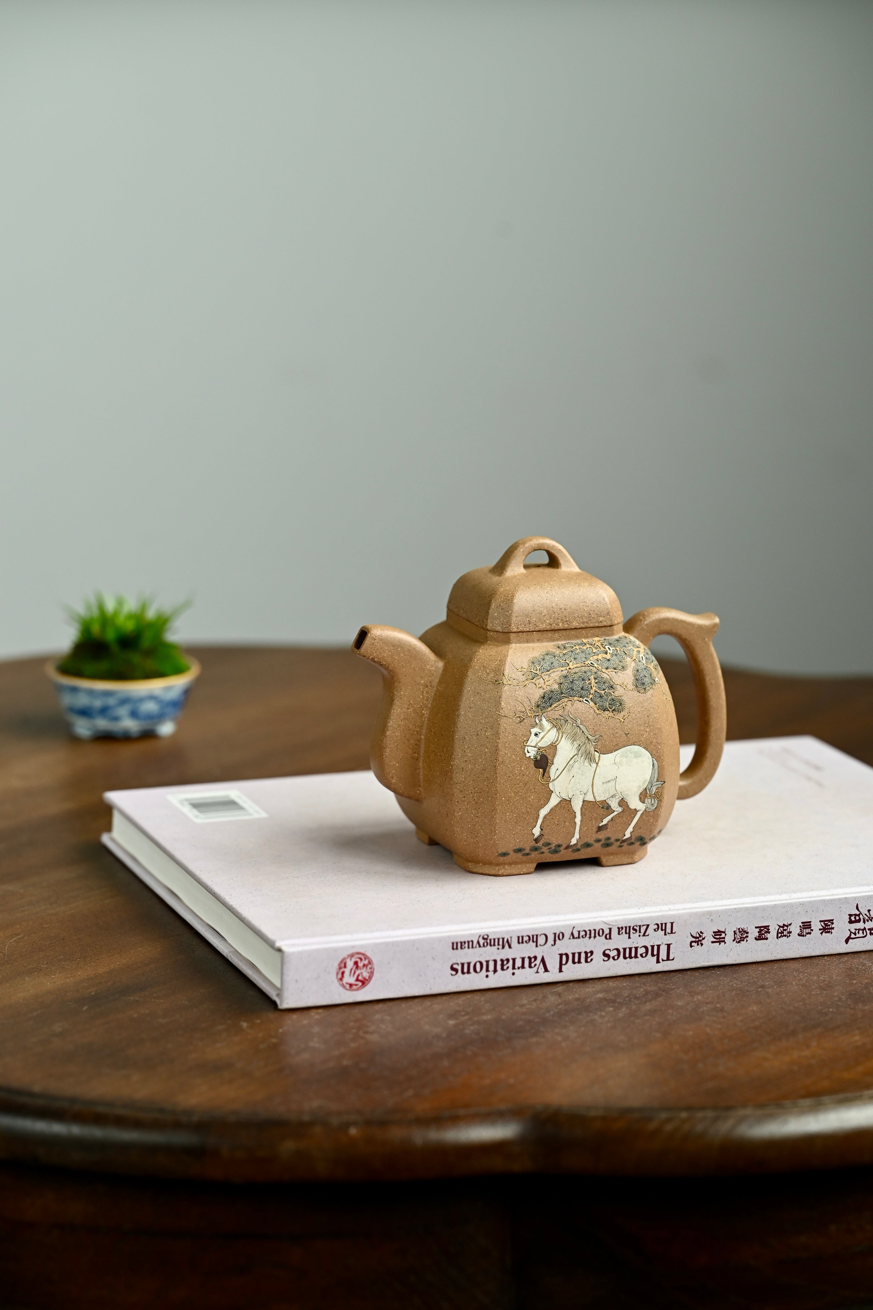 福临八方·全手工 /多届全手工大赛二等奖大拍陶手吴涛作品 /泥绘名家褚萍泥绘/容量420cc/原矿金砂段泥