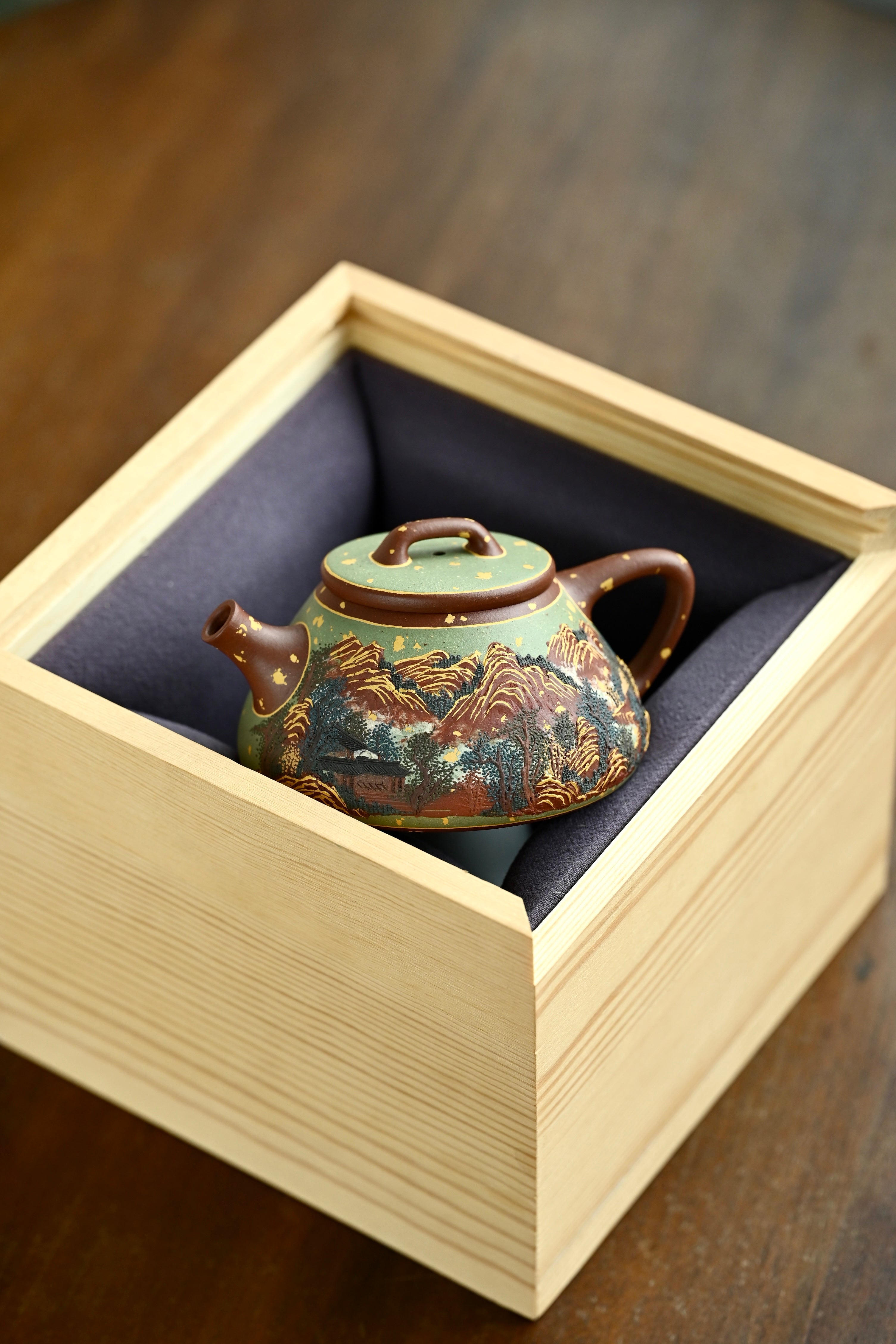 平盖石瓢·万山红遍·全手工/六届全手工大赛一等奖高工施昌作品 /容量200cc/原矿底槽清
