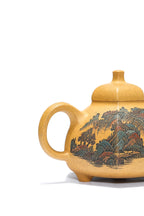 紫砂界彩刻山水标杆·李峰大师｜恭王府馆藏臻品《六方乳鼎壶》原矿优质黄金段·280cc