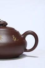 国大师顾绍培·董健合作精品《长乐壶》入册款 家藏极品老紫泥·380cc