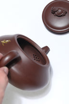 国大师顾绍培·董健合作精品《长乐壶》入册款 家藏极品老紫泥·380cc