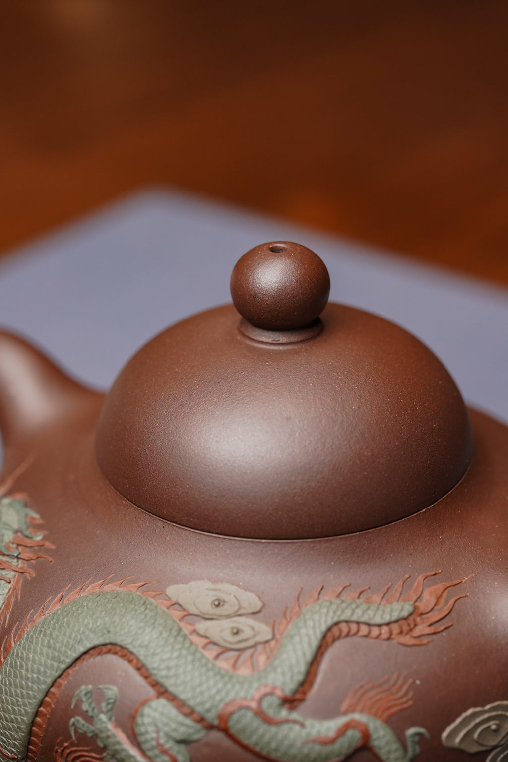 紫砂慕古·老味足《龙行天下》全手工“彩龙”堆塑 原矿极品老紫泥·370cc