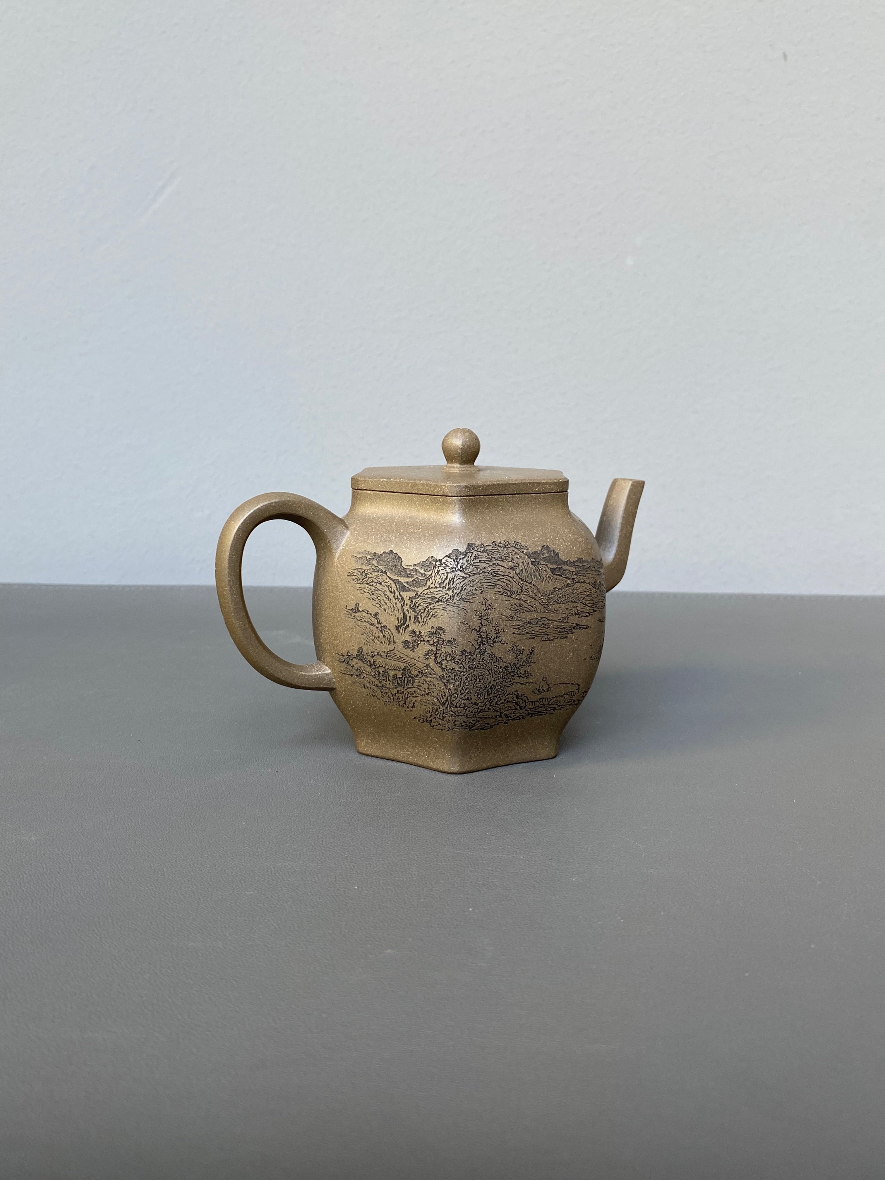 宏林山水·礼藏天下｜陈宏林大师传世巅峰臻品【六方宫灯壶】原矿极品松华青段·260cc