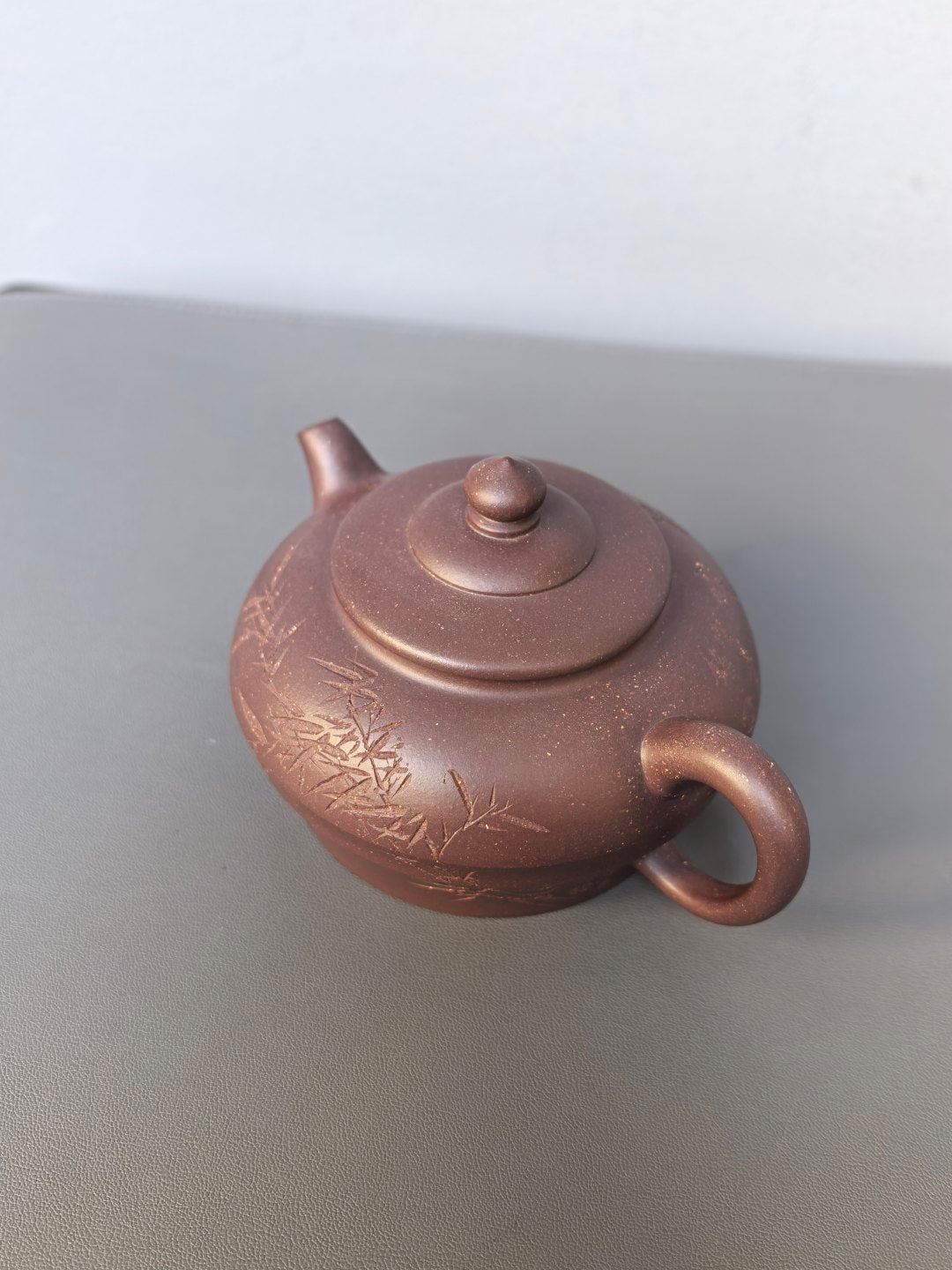 程辉大师紫砂界的功勋级领军人物·精品佳作《竹韵壶》原矿极品乾隆青灰段·260cc