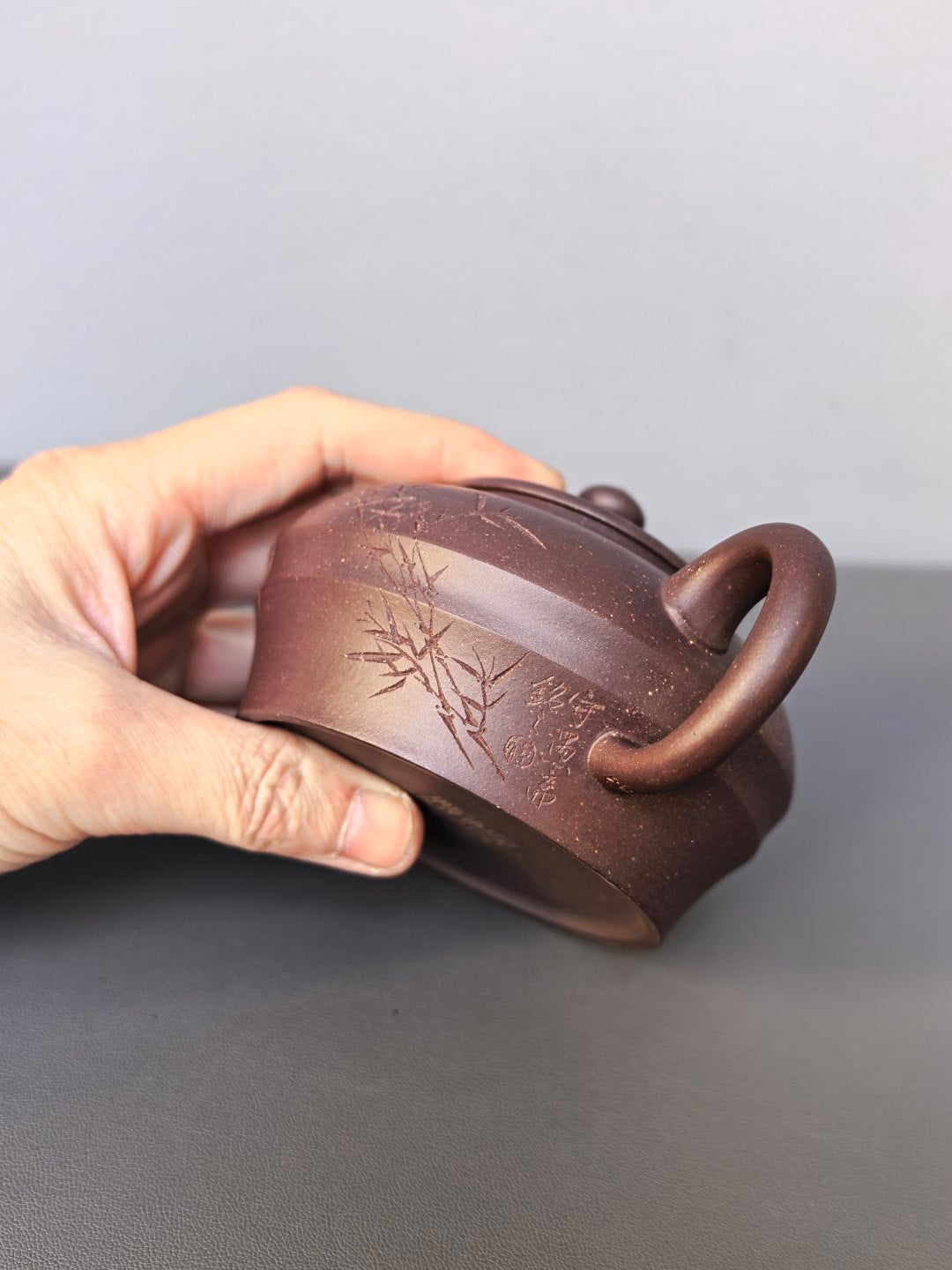 程辉大师紫砂界的功勋级领军人物·精品佳作《竹韵壶》原矿极品乾隆青灰段·260cc