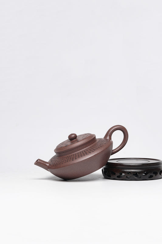 一器藏心经·紫砂纳万福｜郑求标大师｜心经至尊藏品《虚扁壶》原矿极品老紫泥·220cc