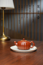 紫砂非遗花器泰斗·蒋蓉唯一嫡传｜蒋艺华亲制巅峰臻品【莲子壶】原矿极品大红袍+黄金段·270cc