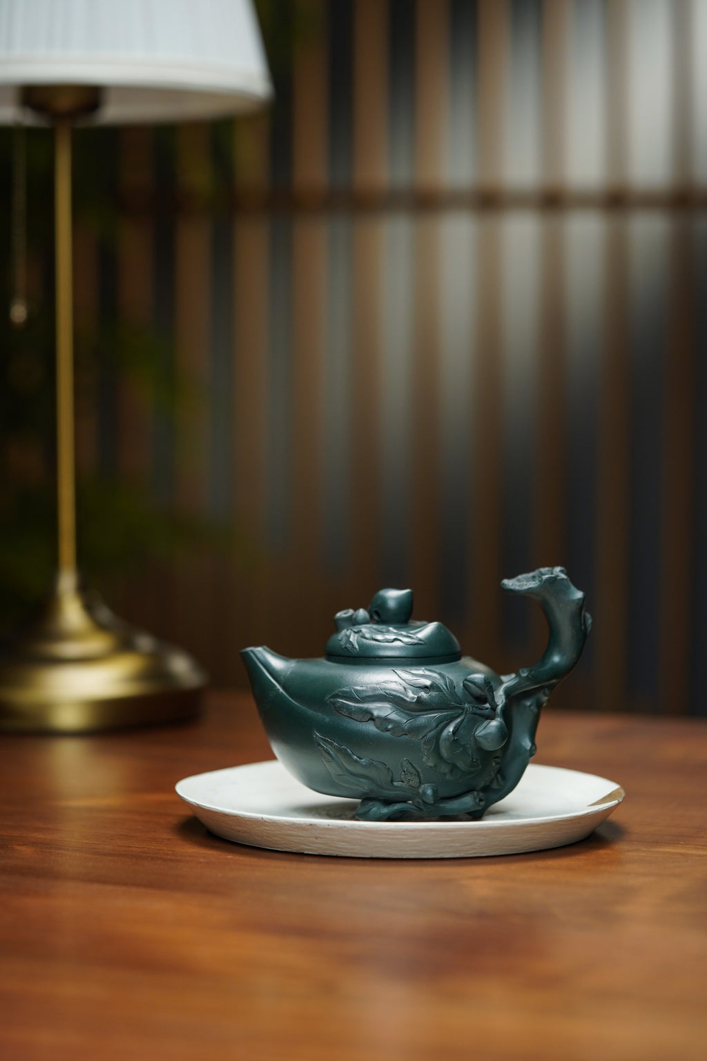 紫砂非遗花器泰斗·蒋蓉唯一嫡传｜蒋艺华亲制巅峰臻品【圣桃壶】原矿极品老绿泥·300cc