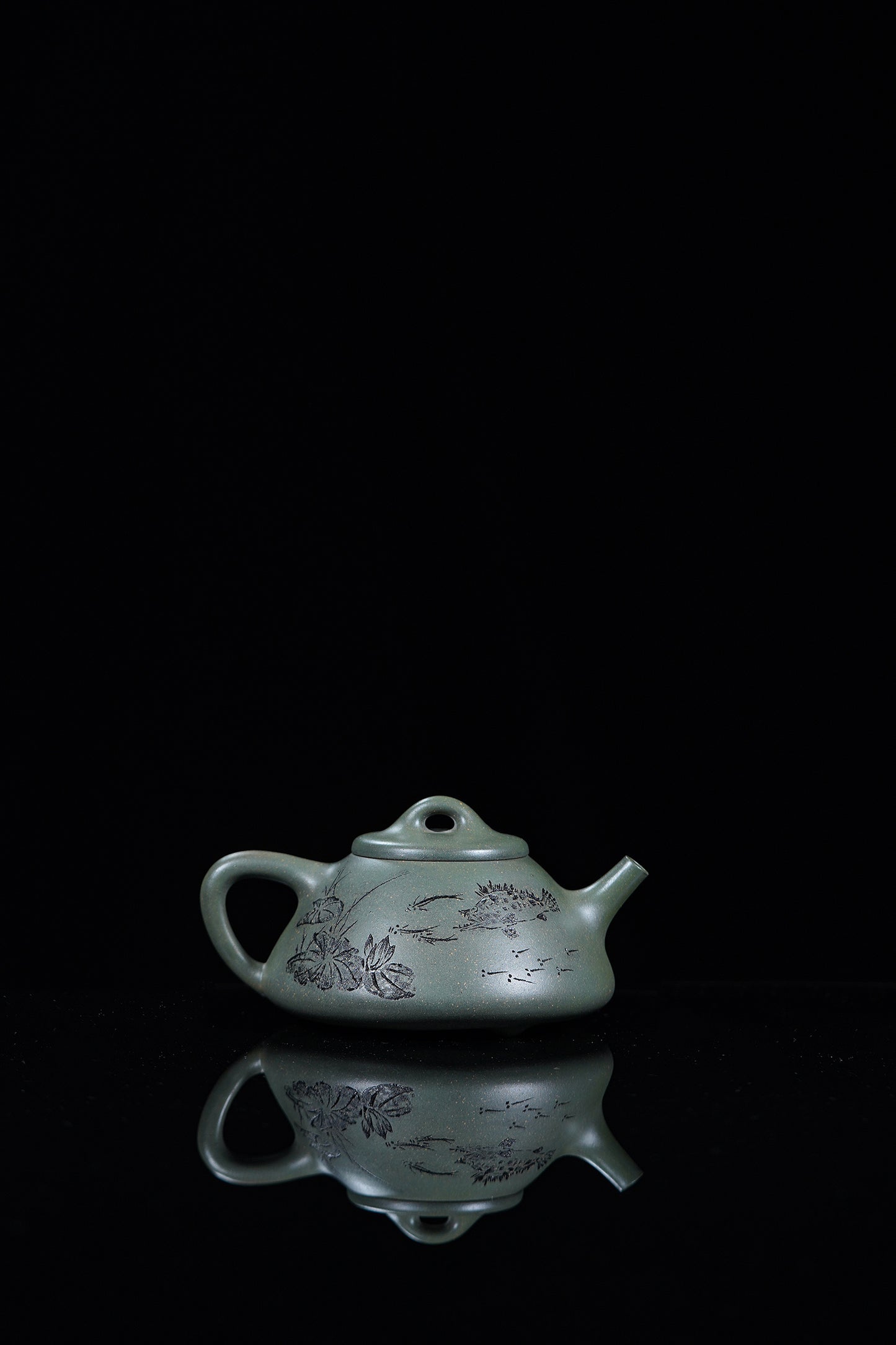 国大师·顾绍培➕省大师·储立之合作限量款 【子冶石瓢壶】原矿极品雪花绿泥·280cc