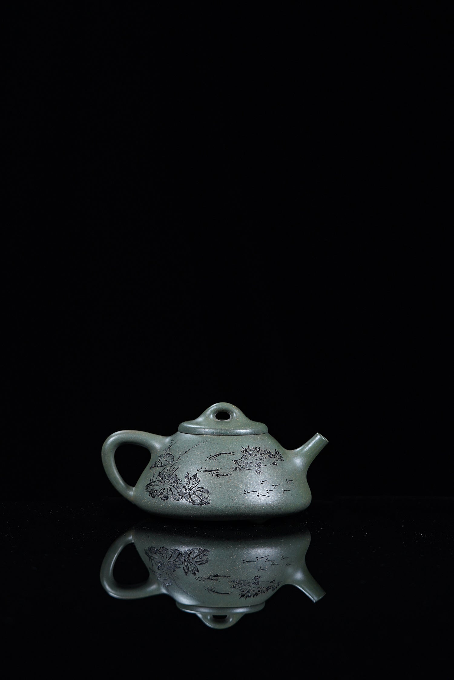 国大师·顾绍培➕省大师·储立之合作限量款 【子冶石瓢壶】原矿极品雪花绿泥·280cc