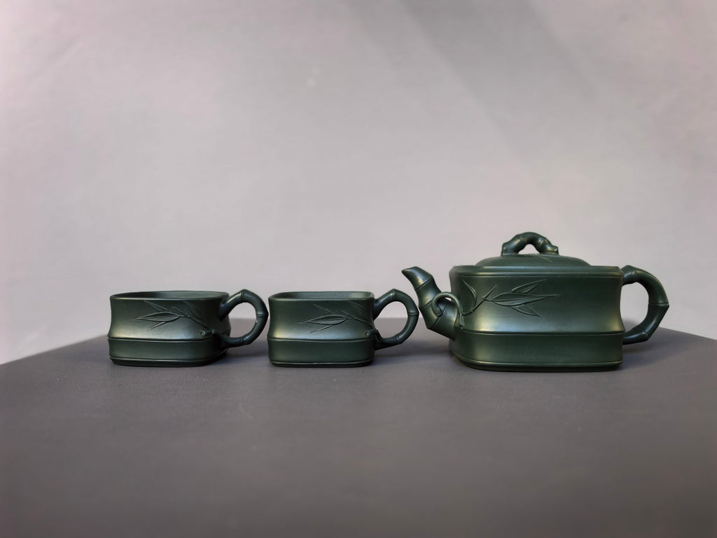 范泽锋大师高徒·省大师邱爽紫砂潜力重器【竹段套组】原矿优质苏门答腊青·260cc