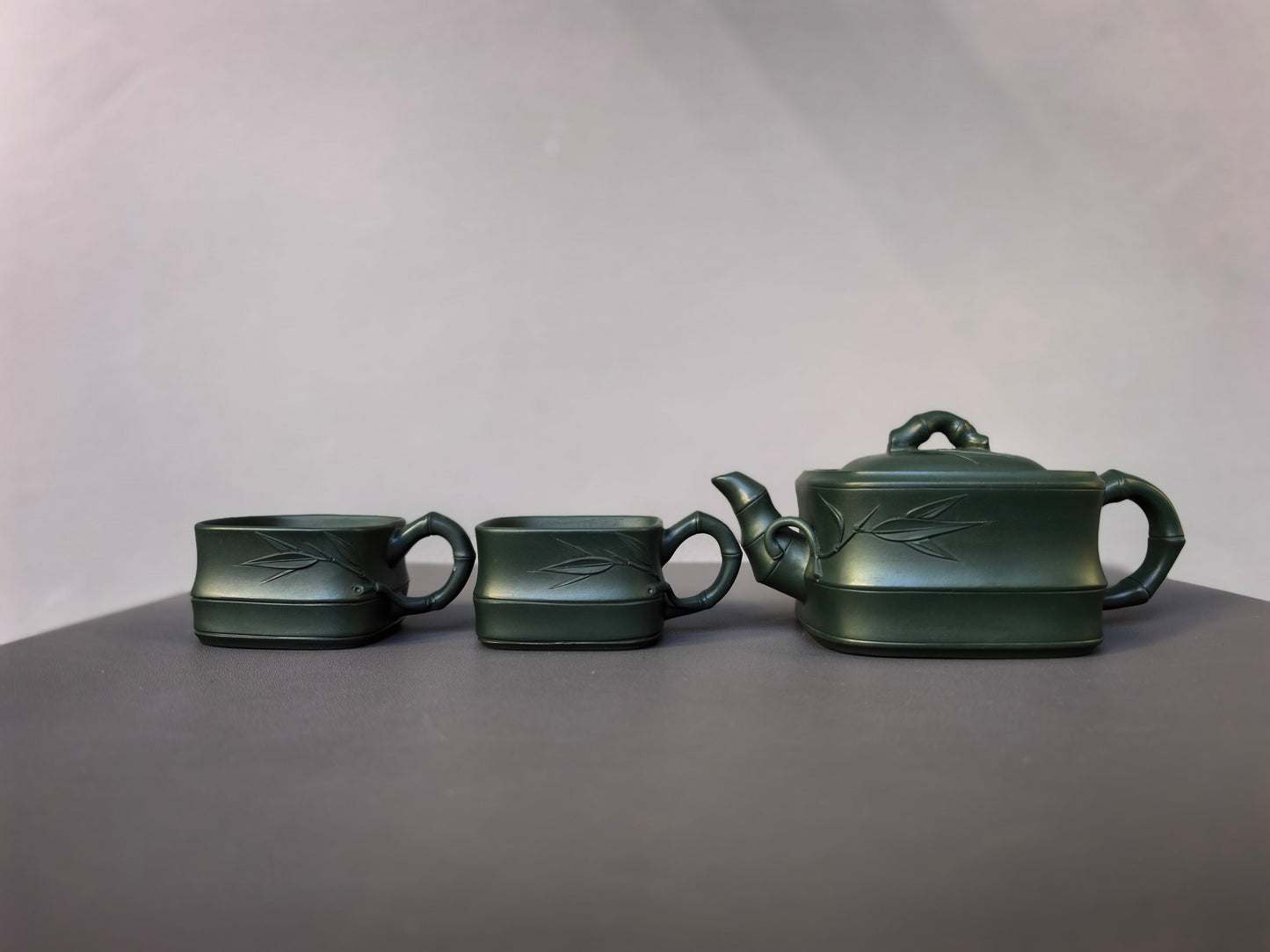 范泽锋大师高徒·省大师邱爽紫砂潜力重器【竹段套组】原矿优质苏门答腊青·260cc