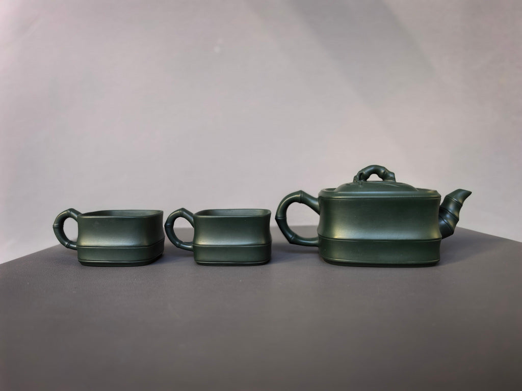 范泽锋大师高徒·省大师邱爽紫砂潜力重器【竹段套组】原矿优质苏门答腊青·260cc