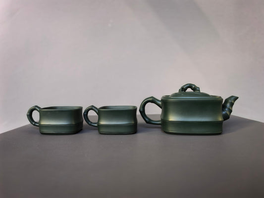 范泽锋大师高徒·省大师邱爽紫砂潜力重器【竹段套组】原矿优质苏门答腊青·260cc