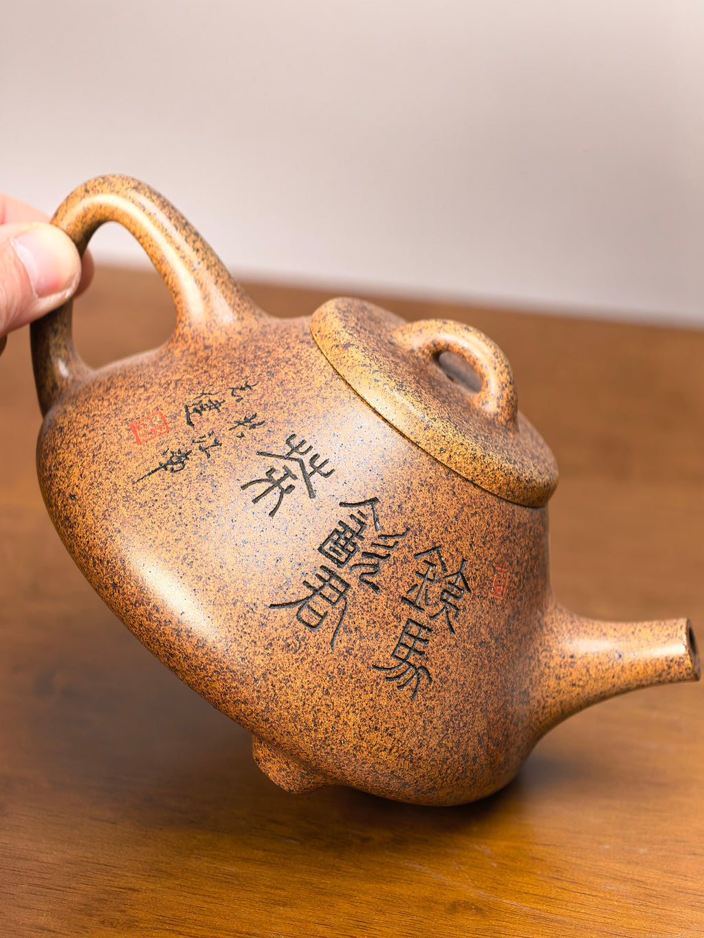 范泽锋大师高徒·省大师邱爽紫砂潜力重器【子冶石瓢壶】原矿优质龙骨金砂·380cc