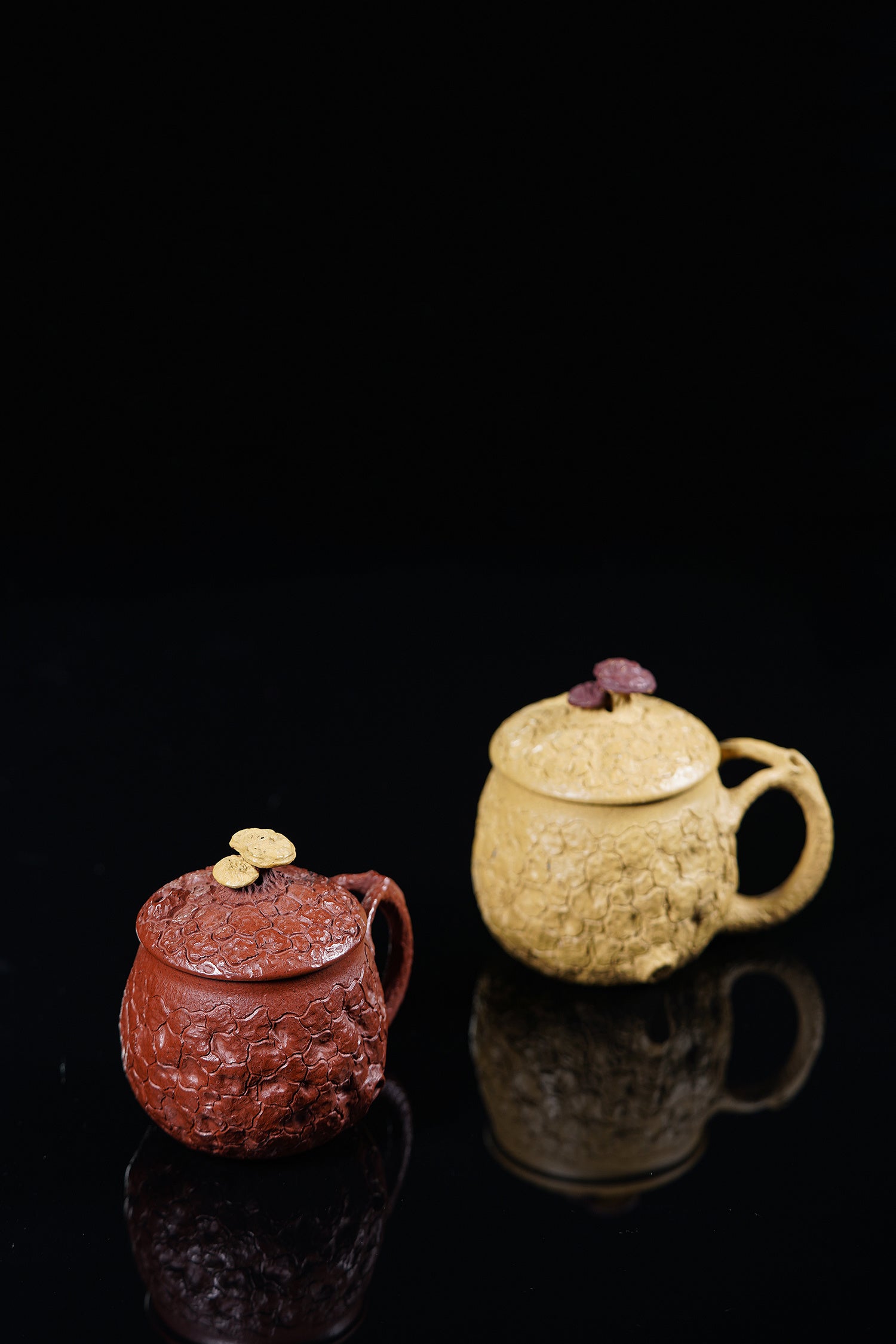 原矿优质紫砂·全手工制作《灵芝主人杯》（单个价） 原矿本山绿泥·100cc 朱泥·100cc 著名紫砂艺术家·于敏·制