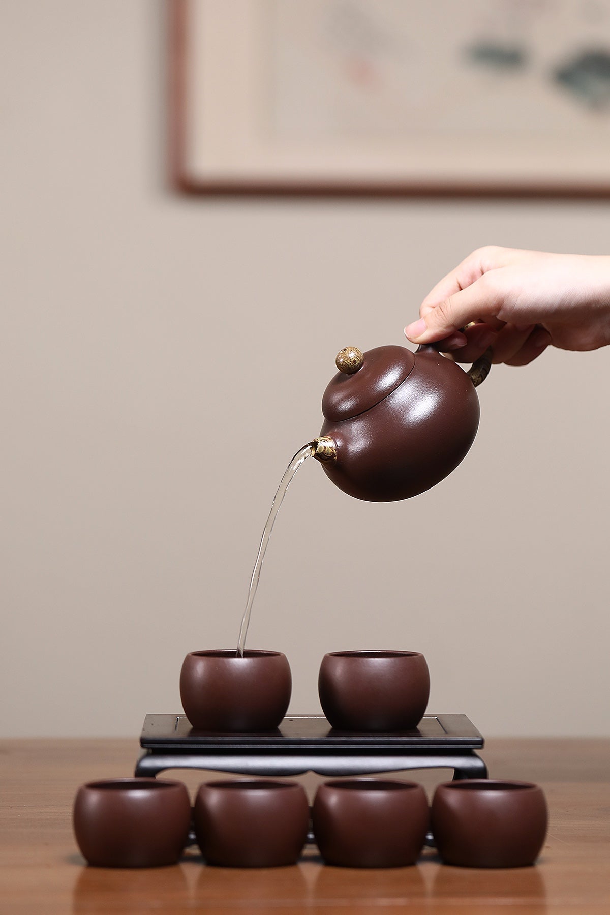 送礼首选·宜兴原矿紫砂·金丝楠木纹礼盒高档包装，送礼自用皆宜《文旦壶》原矿优质老紫泥·250cc