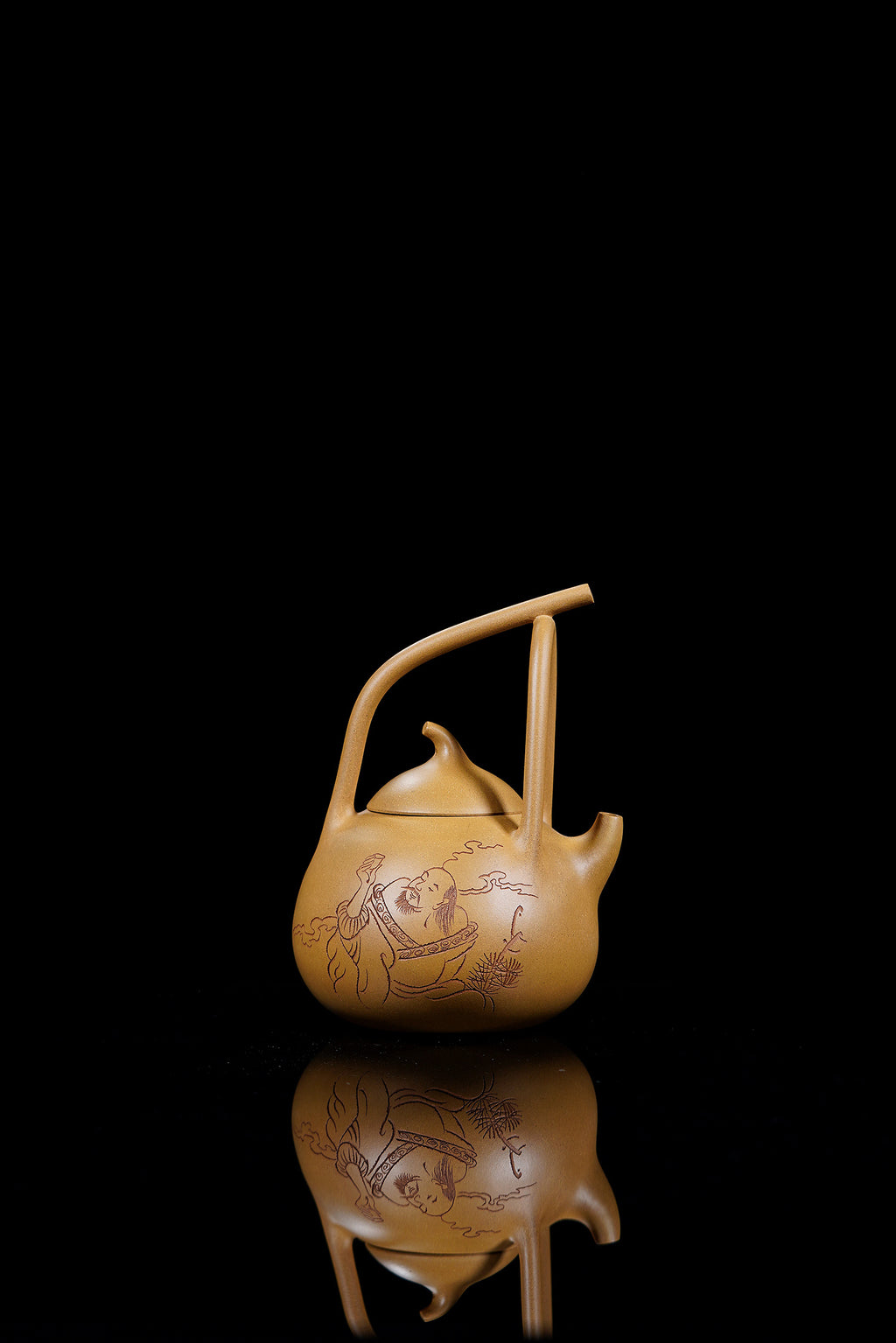 国大师 顾绍培➕省大师 储立之合作限量款✨中国陶瓷艺术终身成就奖重器【东坡小提梁壶】原矿极品黄金段泥·240cc