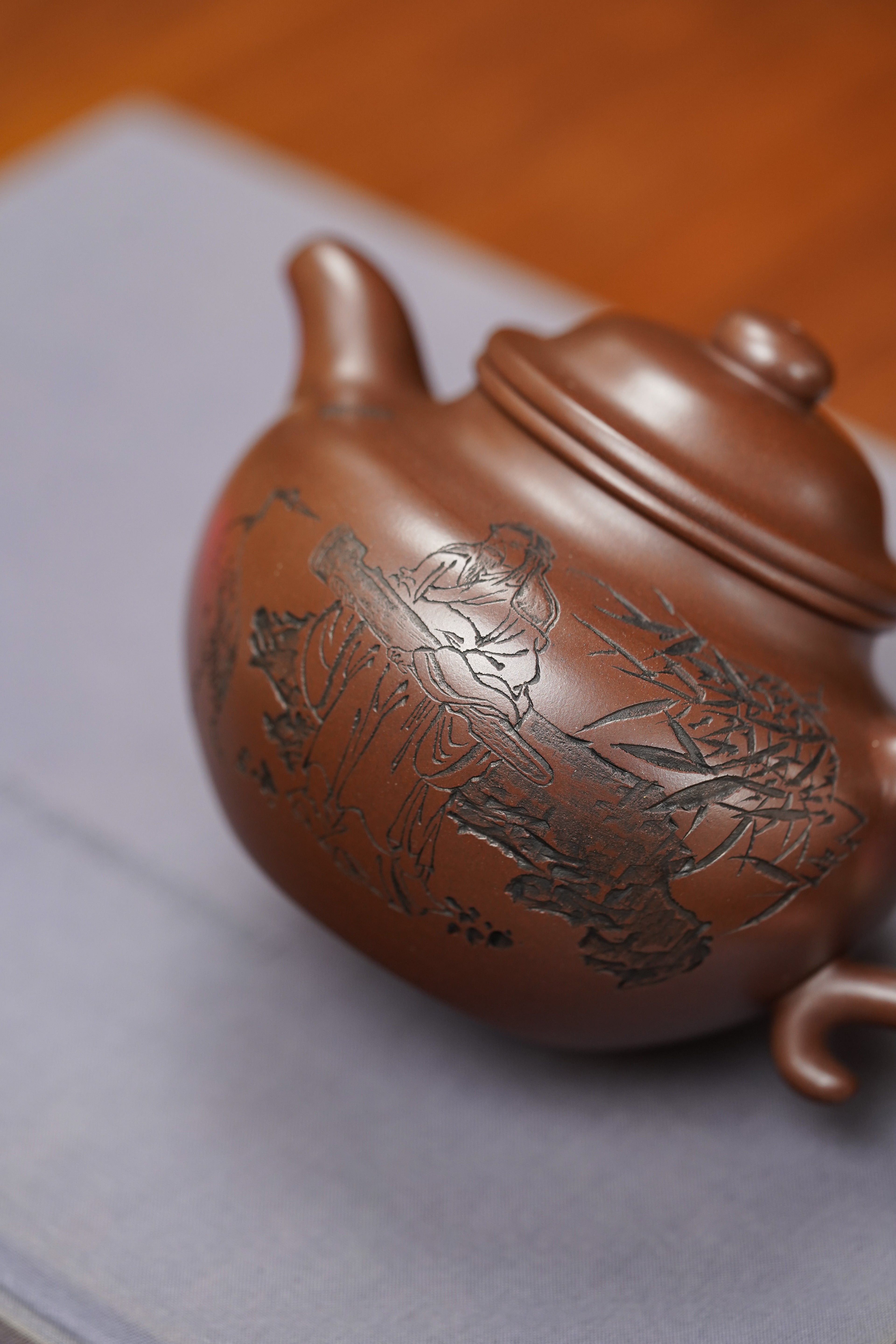 紫砂泰斗顾景舟传承·双国大师之作【莲子壶】原矿优质紫泥·400cc