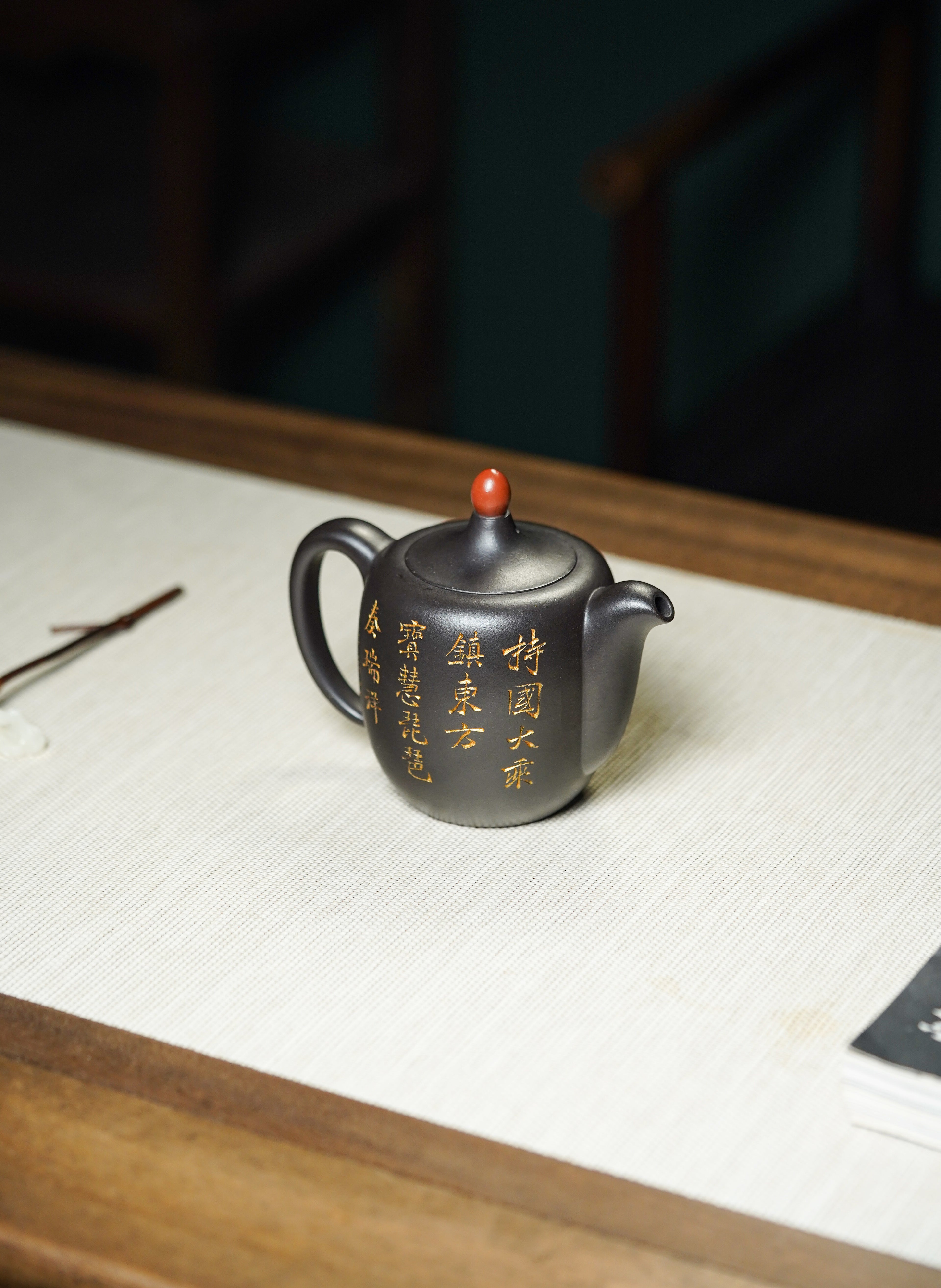 顾景舟大师高徒·双国大师李昌鸿之作【鸿运当头壶】原矿优质黑金砂·400cc