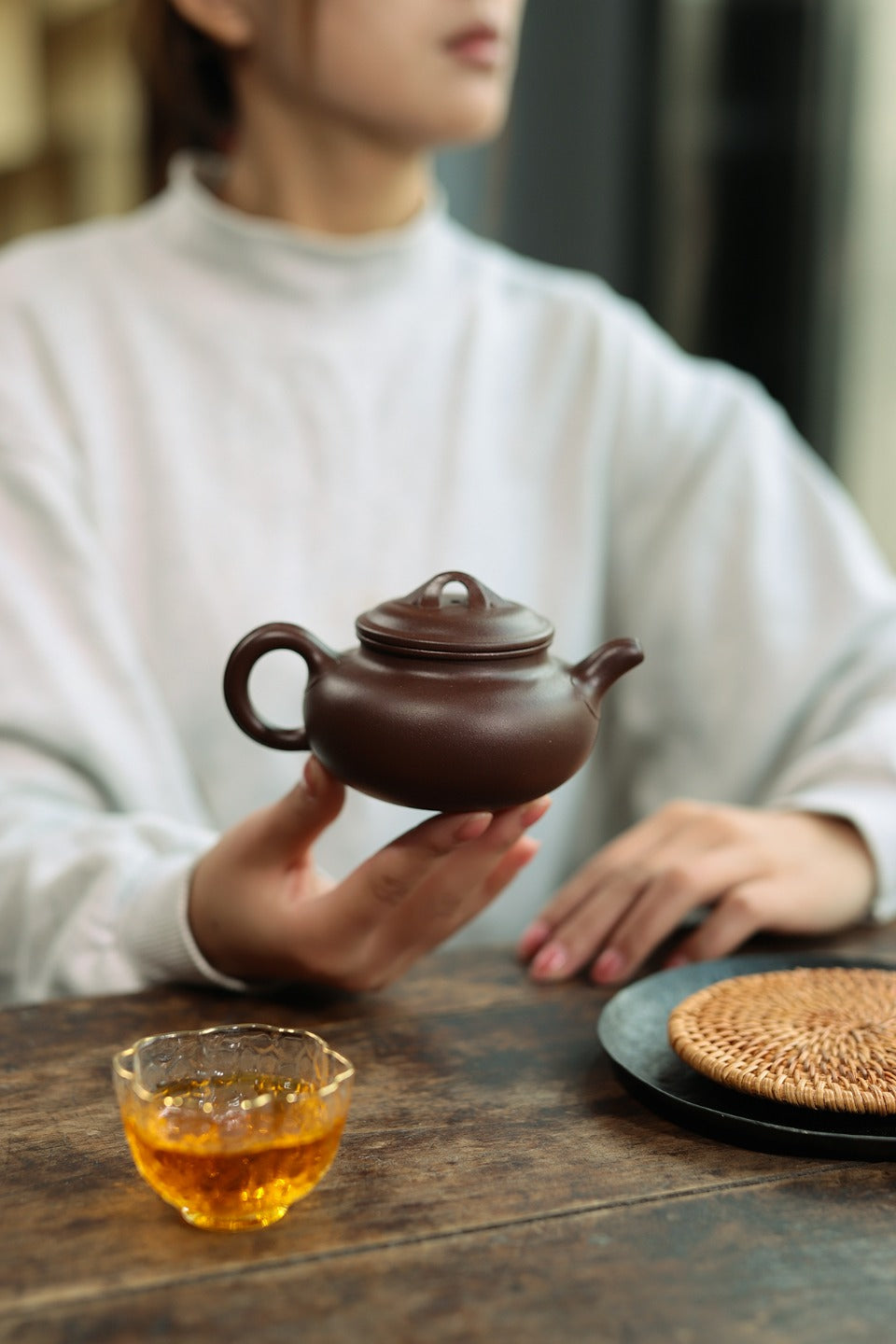 全手工【如意仿古】 泥料：原矿调砂紫泥 容量：240cc