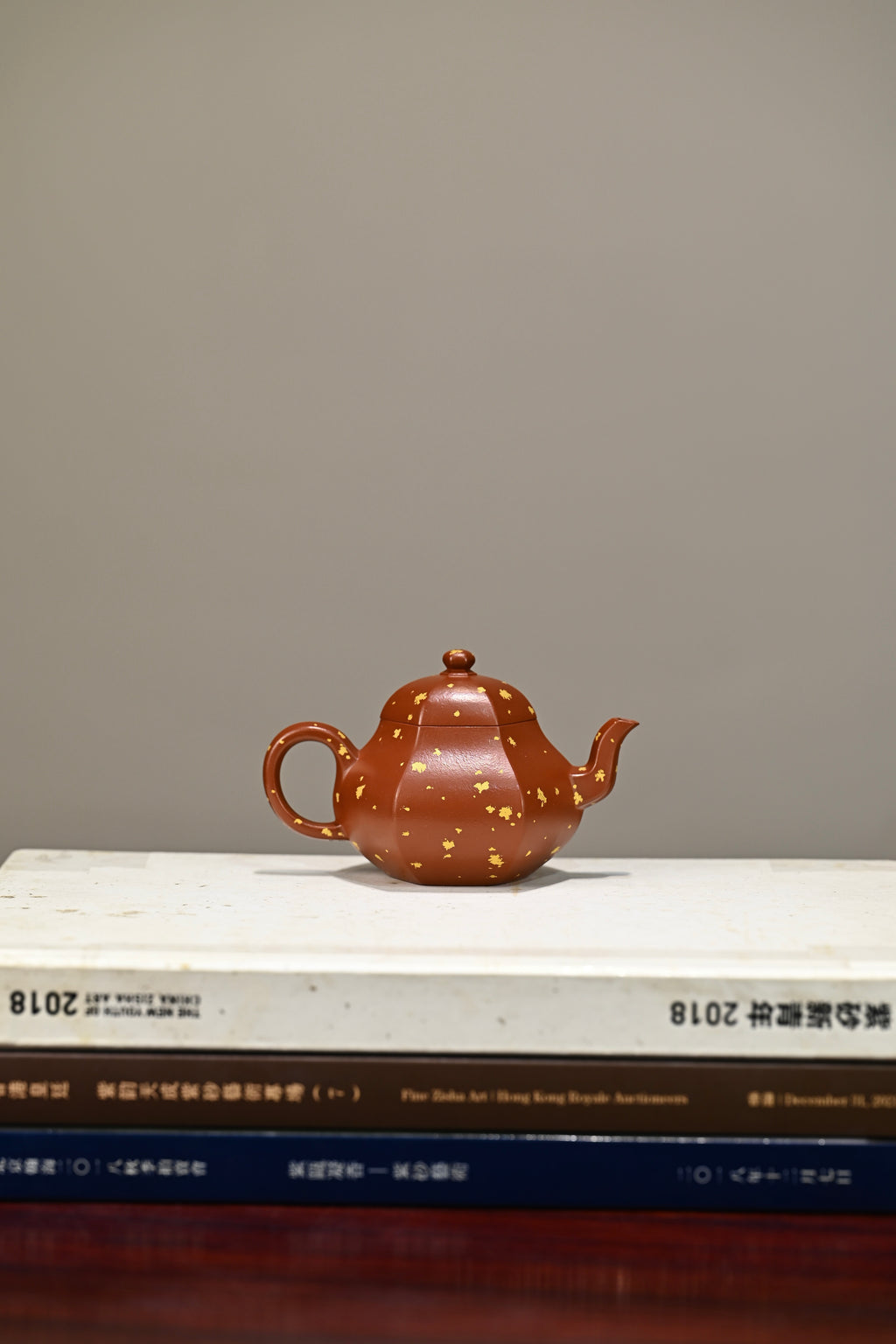六方梨形·全手工/多届全手工大赛二等奖大拍陶手吴涛作品/容量120cc/朱泥撒金