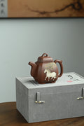 福临八方·全手工 /多届全手工大赛二等奖大拍陶手吴涛作品/泥绘名家褚萍泥绘/容量430cc/原矿底槽清