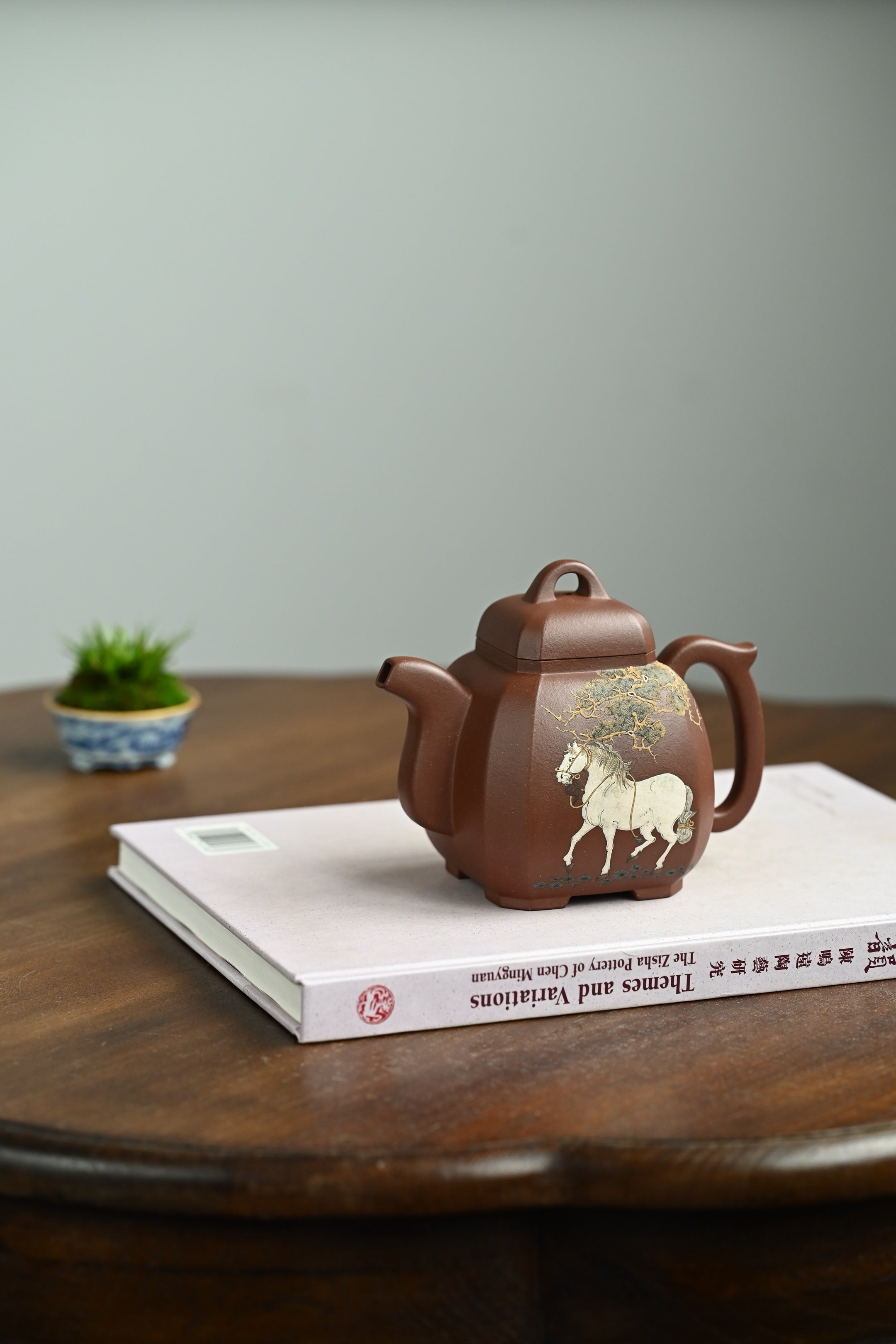 福临八方·全手工 /多届全手工大赛二等奖大拍陶手吴涛作品/泥绘名家褚萍泥绘/容量430cc/原矿底槽清