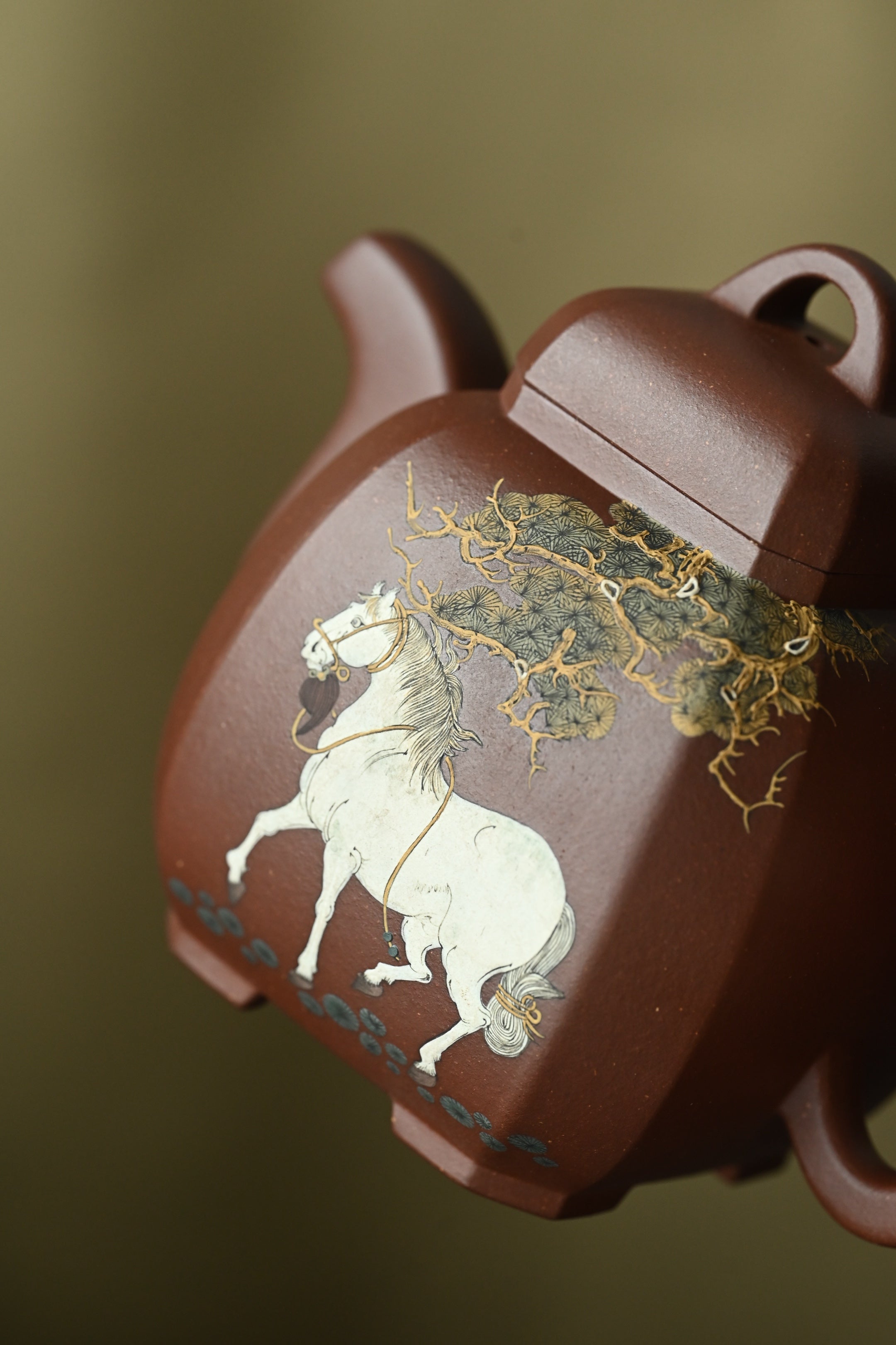 福临八方·全手工 /多届全手工大赛二等奖大拍陶手吴涛作品/泥绘名家褚萍泥绘/容量430cc/原矿底槽清