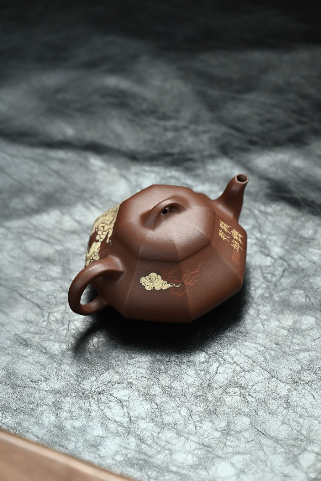 汉棠石瓢·全手工/多届全手工大赛二等奖大拍陶手吴涛作品/泥绘名家褚萍泥绘 /容量360cc/原矿底槽清