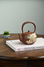 玉珠提梁·全手工 /多届全手工大赛二等奖大拍陶手吴涛作品 /泥绘名家褚萍泥绘/容量450cc/原矿底槽清