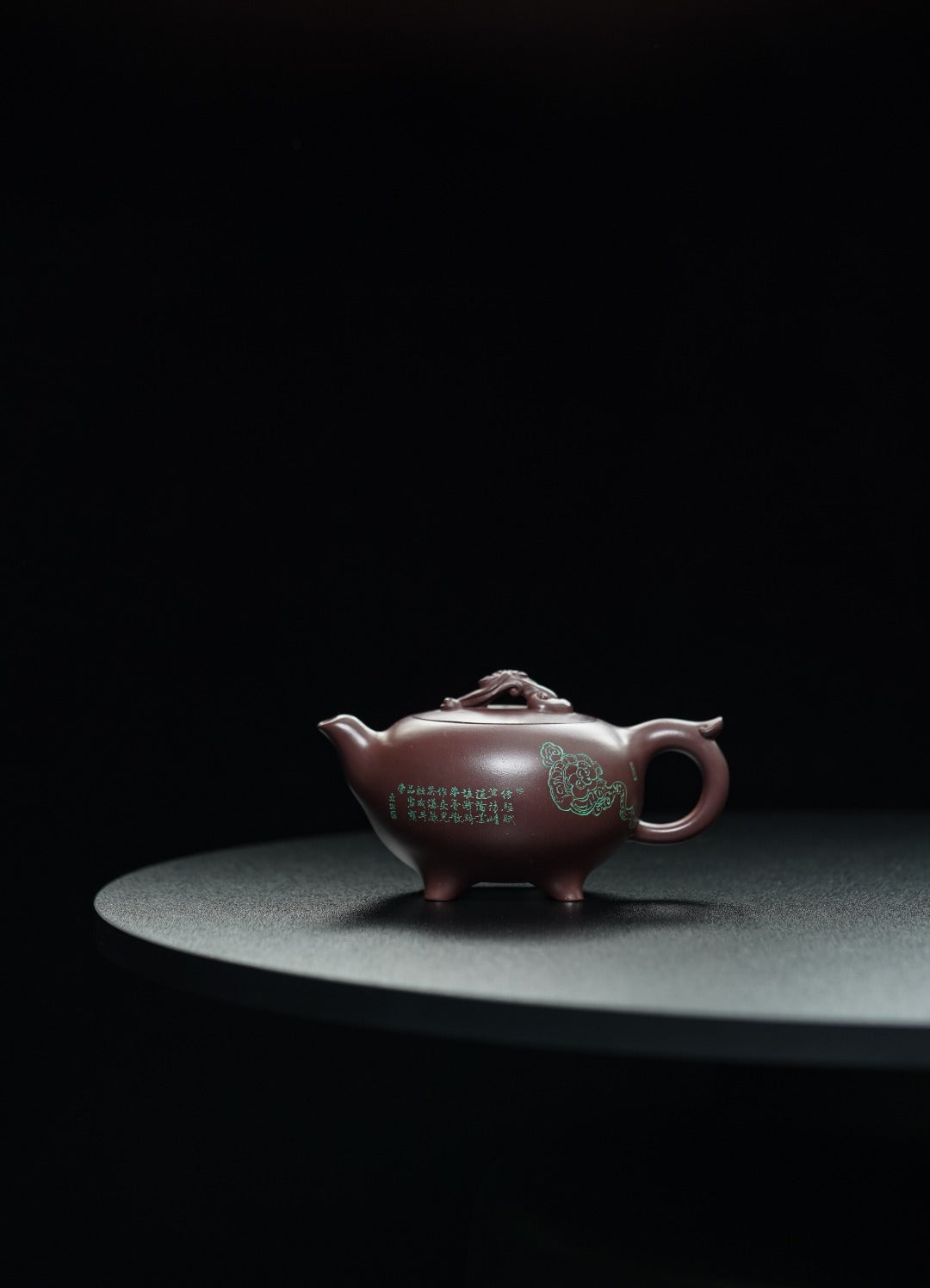 储立之大师｜中国陶瓷艺术终身成就奖获得者｜典藏重器【芝钮如意四足壶】原矿优质紫茄泥·320cc