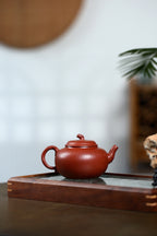 宜兴优质紫砂·工艺美术师原创【柿圆壶】精品重器！ 工艺美术师·潘老师 ——原矿极品老朱泥·220cc