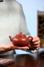 宜兴优质紫砂·工艺美术师原创【柿圆壶】精品重器！ 工艺美术师·潘老师 ——原矿极品老朱泥·220cc
