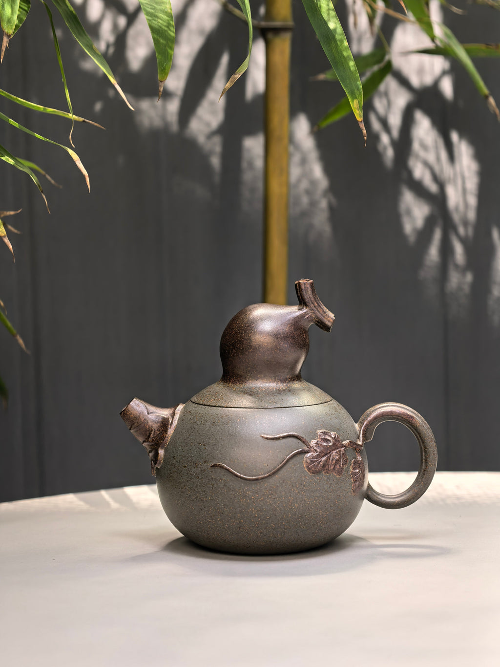 新品❤️朱红景 | 紫砂与雕塑融合·原创艺术重器【福禄壶】原矿优质 天青泥柴烧·230cc