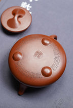 一器藏心经·紫砂纳万福｜郑求标大师｜双心经至尊臻品【光明石瓢壶】原矿极品底槽清·220cc