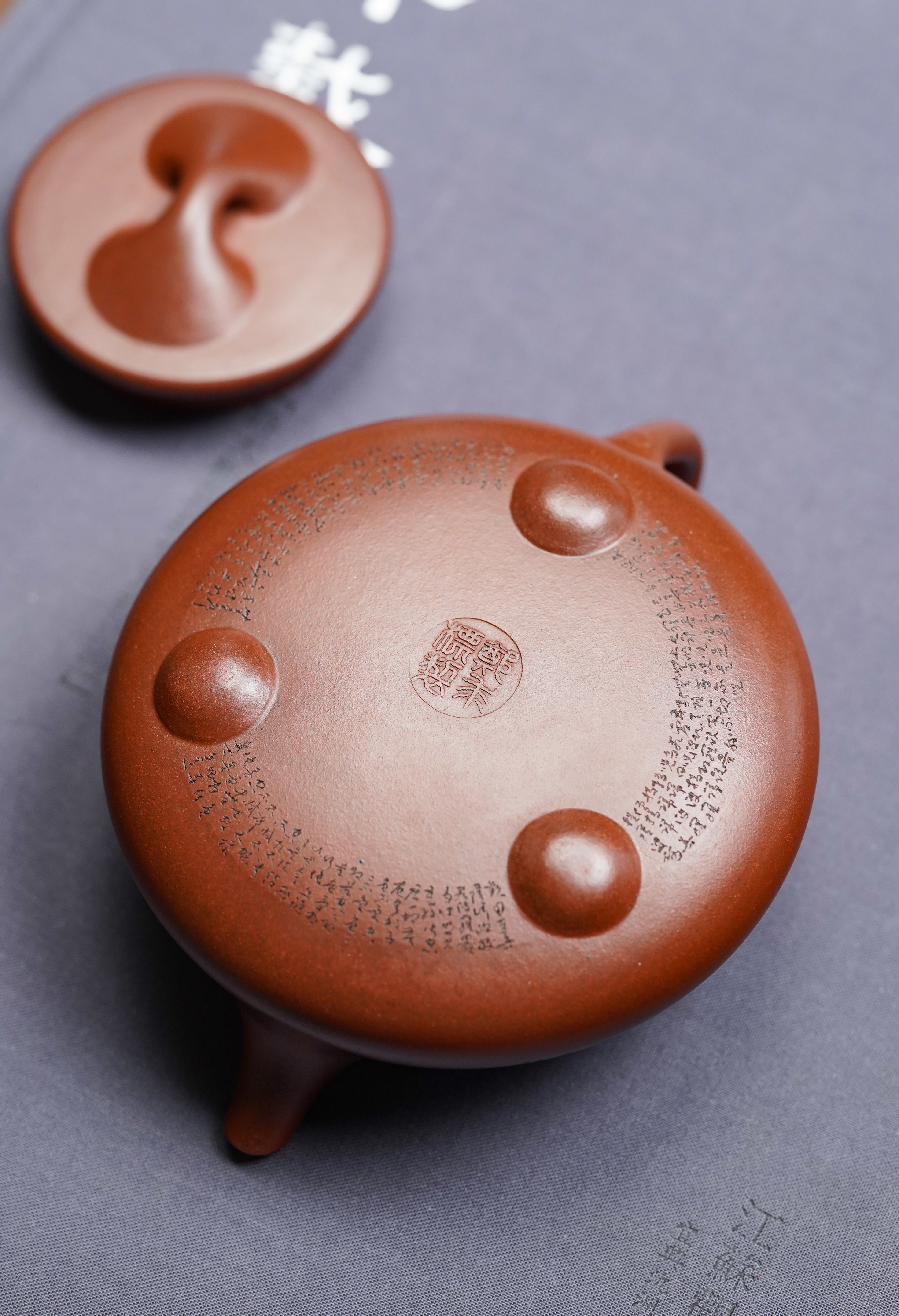 一器藏心经·紫砂纳万福｜郑求标大师｜双心经至尊臻品【光明石瓢壶】原矿极品底槽清·220cc