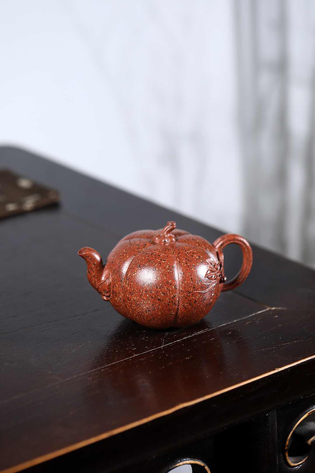 紫砂非遗花器泰斗·蒋蓉唯一嫡传｜蒋艺华亲制巅峰臻品【七彩南瓜壶】原矿极品纯红降坡·250cc